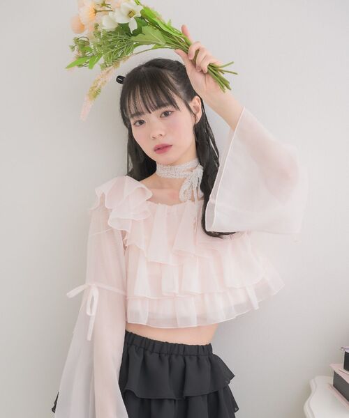 ems excite（エムズエキサイト）の「レースタイ付ティアードBL（シャツ/ブラウス・レディース・ブラック/ピンク/ホワイト系その他・FREE）」の22枚目の写真