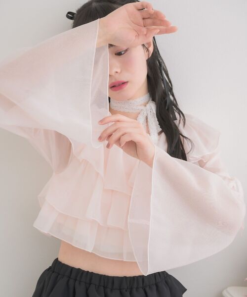 ems excite（エムズエキサイト）の「レースタイ付ティアードBL（シャツ/ブラウス・レディース・ブラック/ピンク/ホワイト系その他・FREE）」の21枚目の写真