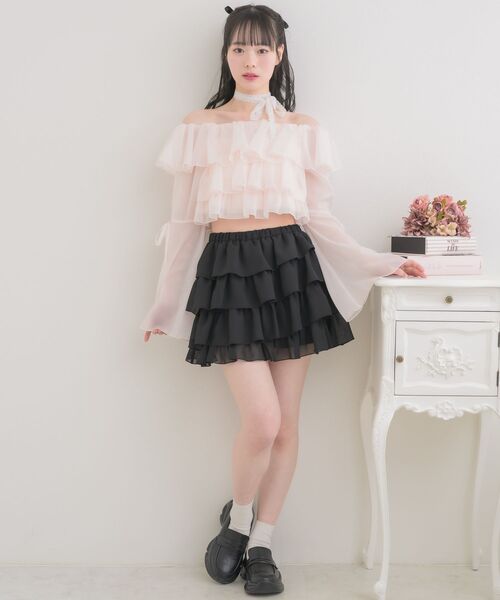 ems excite（エムズエキサイト）の「レースタイ付ティアードBL（シャツ/ブラウス・レディース・ブラック/ピンク/ホワイト系その他・FREE）」の20枚目の写真