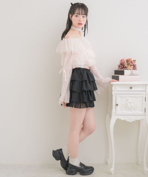 ems excite（エムズエキサイト）の「レースタイ付ティアードBL（シャツ/ブラウス・レディース・ブラック/ピンク/ホワイト系その他・FREE）」の19枚目の写真