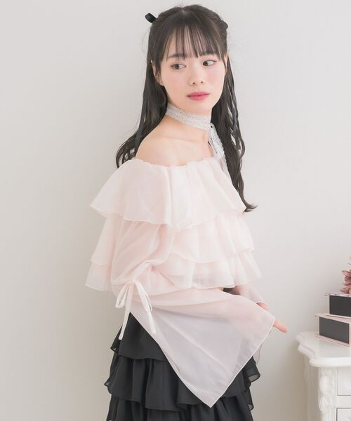 ems excite（エムズエキサイト）の「レースタイ付ティアードBL（シャツ/ブラウス・レディース・ブラック/ピンク/ホワイト系その他・FREE）」の15枚目の写真