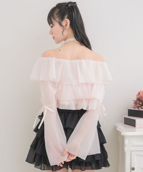 ems excite（エムズエキサイト）の「レースタイ付ティアードBL（シャツ/ブラウス・レディース・ブラック/ピンク/ホワイト系その他・FREE）」の13枚目の写真