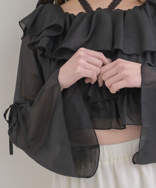 ems excite（エムズエキサイト）の「レースタイ付ティアードBL（シャツ/ブラウス・レディース・ブラック/ピンク/ホワイト系その他・FREE）」の5枚目の写真