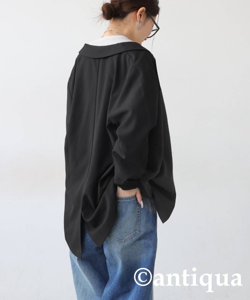 antiqua(アンティカ)の「ダブルジャケット(ノーカラージャケット・レディース・ブラック/グレー・ONE SIZE)」の5枚目の写真