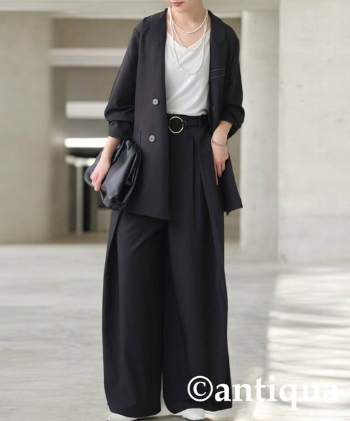 antiqua(アンティカ)の「ダブルジャケット(ノーカラージャケット・レディース・ブラック/グレー・ONE SIZE)」の7枚目の写真