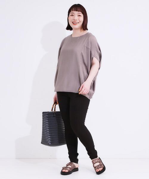 SHOO・LA・RUE（シューラルー）の「【S-LL】レイヤードスタイルに 脚をきれいに魅せる ストレッチスキニーパンツ（その他パンツ・レディース・ブラック/ダークオリーブ・01/02/03/04）」の9枚目の写真