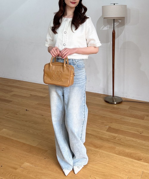 INGNI（イング）の「ツイードフリンジ半袖ジャケット（ノーカラージャケット・レディース・オフホワイト/グレー/ブルー・M）」の7枚目の写真