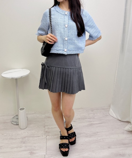 INGNI（イング）の「ツイードフリンジ半袖ジャケット（ノーカラージャケット・レディース・オフホワイト/グレー/ブルー・M）」の21枚目の写真