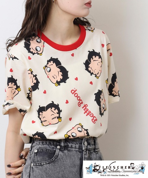 BETTY BOOP(TM) / ベティー ブープ(TM) プリント天竺総柄Tシャツ（T  