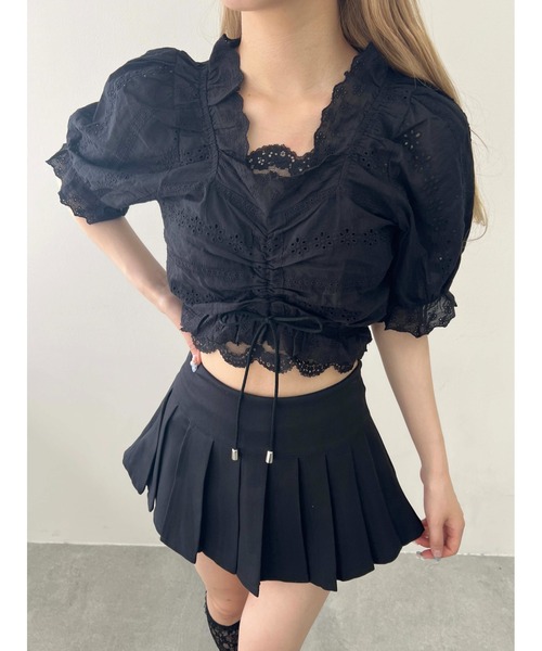 PHILLY(フィリー)の「【春夏仕様★】コットンレースブラウス(シャツ/ブラウス・レディース・ホワイト/ブラック・FREE)」の1枚目の写真