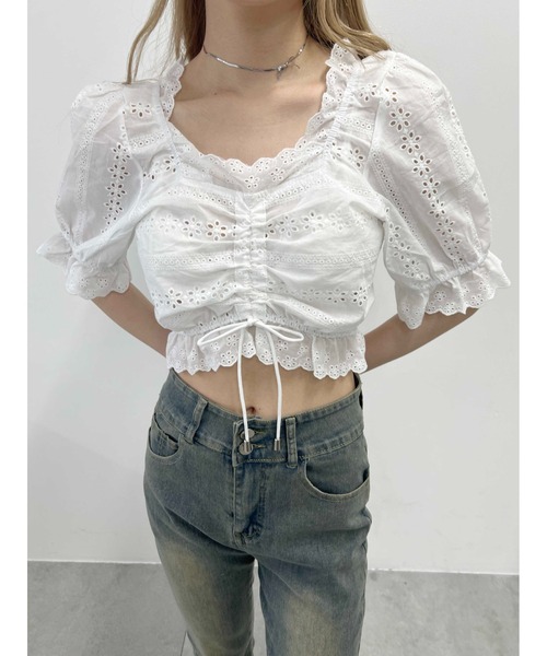 PHILLY(フィリー)の「【春夏仕様★】コットンレースブラウス(シャツ/ブラウス・レディース・ホワイト/ブラック・FREE)」の4枚目の写真