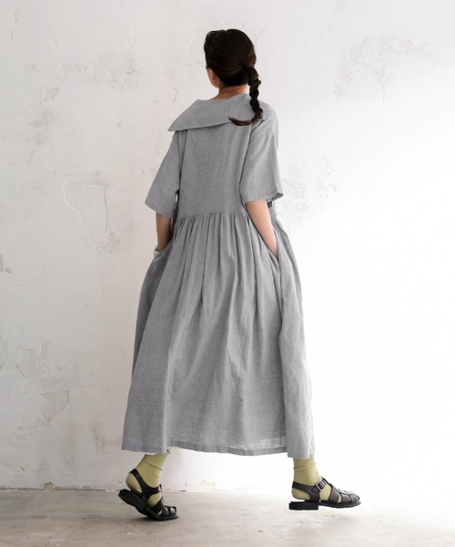 soulberry(ソウルベリー)の「セーラー襟のワンピース musubi(ワンピース・レディース・グレー・5L/4L/3L/LL/L/M)」の5枚目の写真