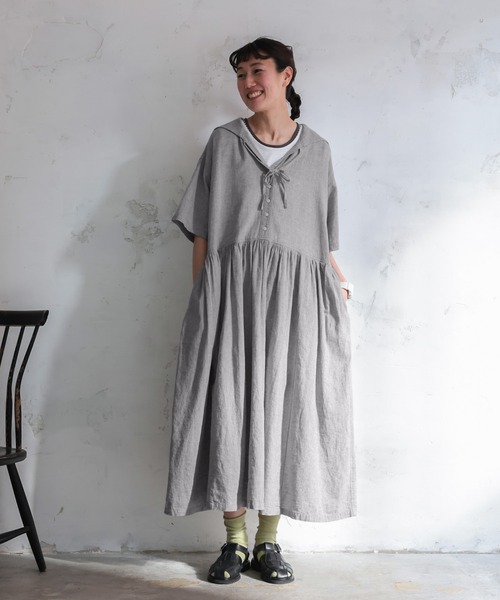 soulberry(ソウルベリー)の「セーラー襟のワンピース musubi(ワンピース・レディース・グレー・5L/4L/3L/LL/L/M)」の10枚目の写真