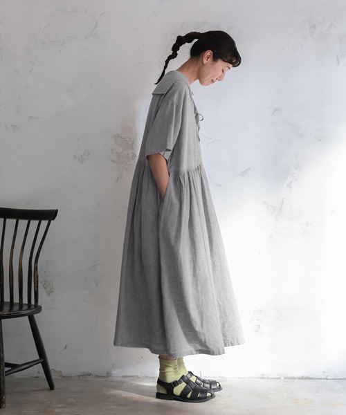 soulberry(ソウルベリー)の「セーラー襟のワンピース musubi(ワンピース・レディース・グレー・5L/4L/3L/LL/L/M)」の11枚目の写真