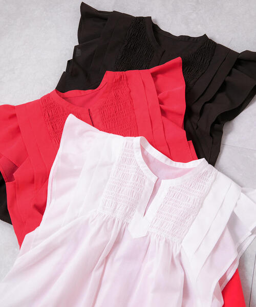 N.（N. Natural Beauty Basic）（エヌエヌナチュラルビューティーベーシック）の「コットンボイルシャーリングブラウス（シャツ/ブラウス・レディース・オフホワイト/ピンク/ブラウン・MEDIUM）」の20枚目の写真