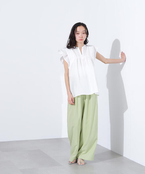 N.（N. Natural Beauty Basic）（エヌエヌナチュラルビューティーベーシック）の「コットンボイルシャーリングブラウス（シャツ/ブラウス・レディース・オフホワイト/ピンク/ブラウン・MEDIUM）」の21枚目の写真