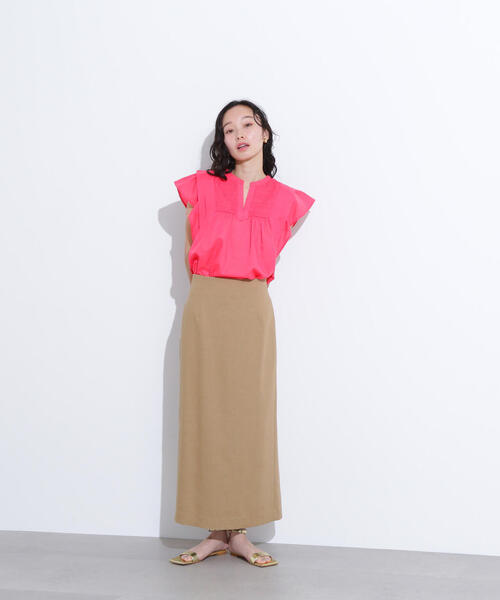 N.（N. Natural Beauty Basic）（エヌエヌナチュラルビューティーベーシック）の「コットンボイルシャーリングブラウス（シャツ/ブラウス・レディース・オフホワイト/ピンク/ブラウン・MEDIUM）」の13枚目の写真