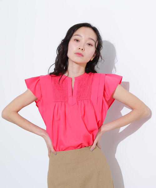 N.（N. Natural Beauty Basic）（エヌエヌナチュラルビューティーベーシック）の「コットンボイルシャーリングブラウス（シャツ/ブラウス・レディース・オフホワイト/ピンク/ブラウン・MEDIUM）」の16枚目の写真