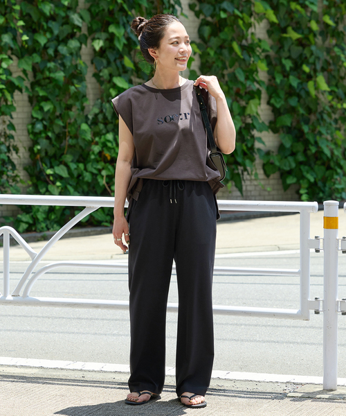 【洗える】手書きタッチ顔料プリントカットソー 手洗い可 / 3D箔プリントTEE（Tシャツ/カットソー）｜B.C STOCK