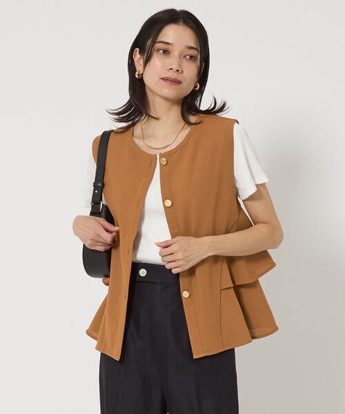green label relaxing(グリーンレーベルリラクシング)の「サイドフレア 2WAY ジレ プルオーバー(カーディガン/ボレロ・レディース・ブラウン/ネイビー・FREE)」の2枚目の写真
