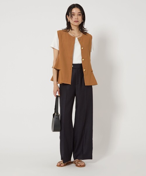 green label relaxing(グリーンレーベルリラクシング)の「サイドフレア 2WAY ジレ プルオーバー(カーディガン/ボレロ・レディース・ブラウン/ネイビー・FREE)」の12枚目の写真