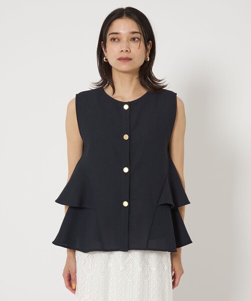 green label relaxing(グリーンレーベルリラクシング)の「サイドフレア 2WAY ジレ プルオーバー(カーディガン/ボレロ・レディース・ブラウン/ネイビー・FREE)」の13枚目の写真