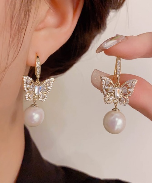 Miniministore(ミニミニストア)の「パールピアス韓国風揺れるピアスバタフライ(ピアス(両耳用)・レディース・ゴールド・FREE)」の8枚目の写真