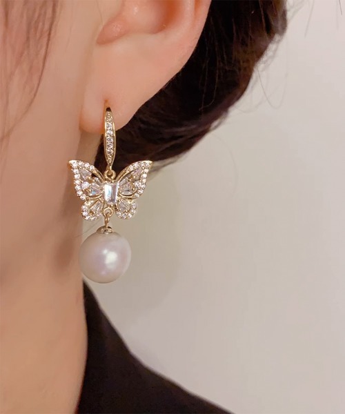 Miniministore(ミニミニストア)の「パールピアス韓国風揺れるピアスバタフライ(ピアス(両耳用)・レディース・ゴールド・FREE)」の9枚目の写真