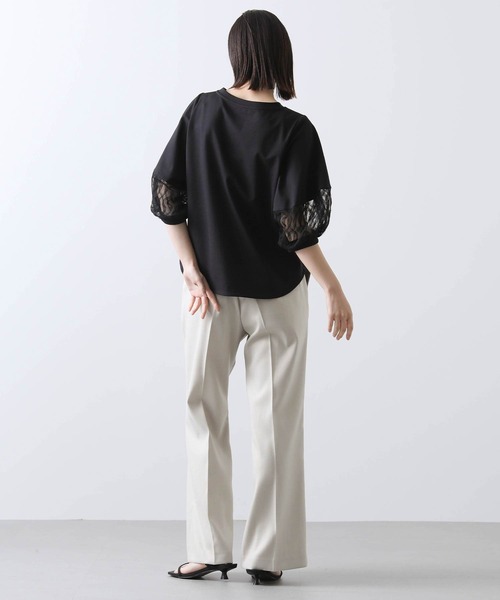Gready Brilliant 半袖 カットソー レース ブラック セール】袖3Dレースパフ5ブ袖カットソー（Tシャツ/カットソー