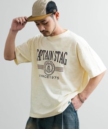 CAPTAIN STAG キャプテンスタッグ ビンテージカレッジプリントクルーネック半袖Tシャツ