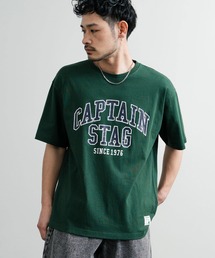 CAPTAIN STAG キャプテンスタッグ ビンテージカレッジプリントクルーネック半袖Tシャツ