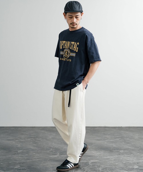 CAPTAIN STAG（キャプテンスタッグ）の「CAPTAIN STAG キャプテンスタッグ ビンテージカレッジプリントクルーネック半袖Tシャツ（Tシャツ/カットソー・メンズ・ネイビー/オレンジ/レッド/ホワイト/グリーン/ライトグリーン/ブルーグレー/オフホワイト・M/L/LL）」の17枚目の写真