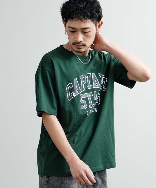 CAPTAIN STAG（キャプテンスタッグ）の「CAPTAIN STAG キャプテンスタッグ ビンテージカレッジプリントクルーネック半袖Tシャツ（Tシャツ/カットソー・メンズ・ネイビー/オレンジ/レッド/ホワイト/グリーン/ライトグリーン/ブルーグレー/オフホワイト・M/L/LL）」の18枚目の写真