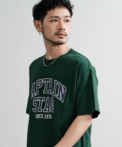 CAPTAIN STAG（キャプテンスタッグ）の「CAPTAIN STAG キャプテンスタッグ ビンテージカレッジプリントクルーネック半袖Tシャツ（Tシャツ/カットソー・メンズ・ネイビー/オレンジ/レッド/ホワイト/グリーン/ライトグリーン/ブルーグレー/オフホワイト・M/L/LL）」の19枚目の写真