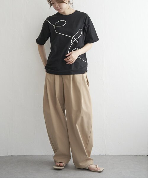 [Tilde seoul] マルコ 配色 ドット ルーズ Tシャツ NUMERALS】切り替え刺繍Tシャツ（Tシャツ/カットソー