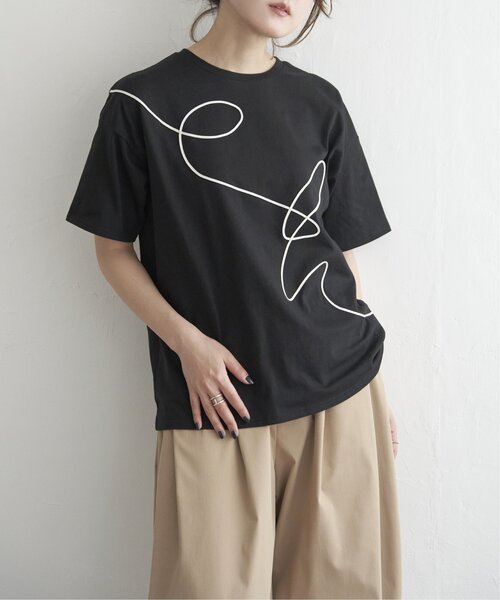 [Tilde seoul] マルコ 配色 ドット ルーズ Tシャツ NUMERALS】切り替え刺繍Tシャツ（Tシャツ/カットソー