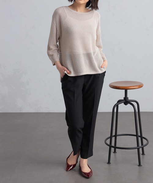 GALLORIA(ギャローリア)の「ボックスメッシュニット(ニット/セーター・レディース・チェリーレッド/ライトベージュ/ホワイト・LL/S/M/L)」の3枚目の写真