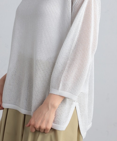 GALLORIA(ギャローリア)の「ボックスメッシュニット(ニット/セーター・レディース・チェリーレッド/ライトベージュ/ホワイト・LL/S/M/L)」の6枚目の写真