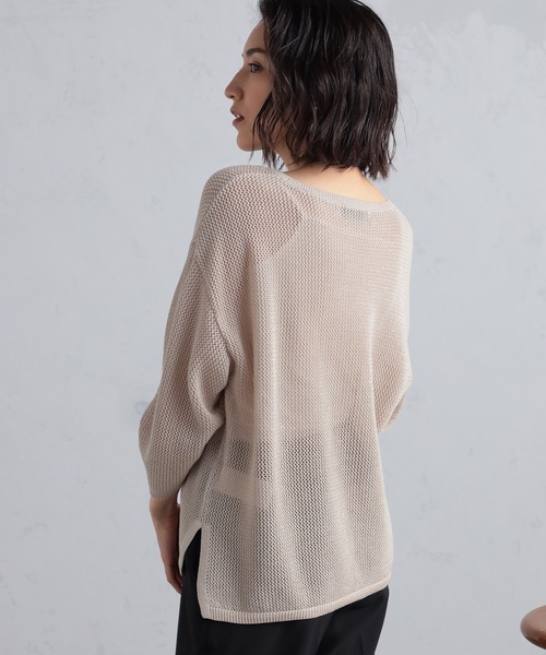 GALLORIA(ギャローリア)の「ボックスメッシュニット(ニット/セーター・レディース・チェリーレッド/ライトベージュ/ホワイト・LL/S/M/L)」の8枚目の写真