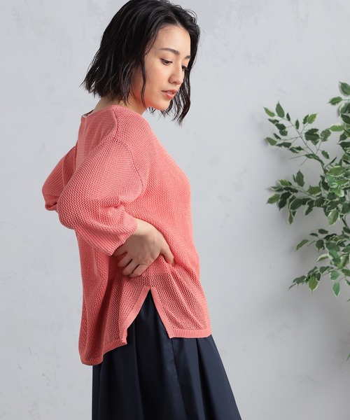 GALLORIA(ギャローリア)の「ボックスメッシュニット(ニット/セーター・レディース・チェリーレッド/ライトベージュ/ホワイト・LL/S/M/L)」の12枚目の写真