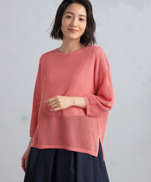 GALLORIA(ギャローリア)の「ボックスメッシュニット(ニット/セーター・レディース・チェリーレッド/ライトベージュ/ホワイト・LL/S/M/L)」の15枚目の写真