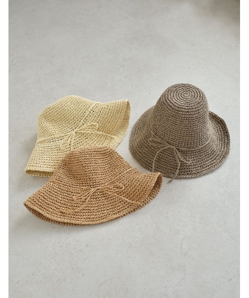 Re:EDIT（リエディ）の「シンプル細編みペーパーハット（ハット・レディース・ベージュ/グレイッシュベージュ/ライトベージュ・FREE）」の6枚目の写真