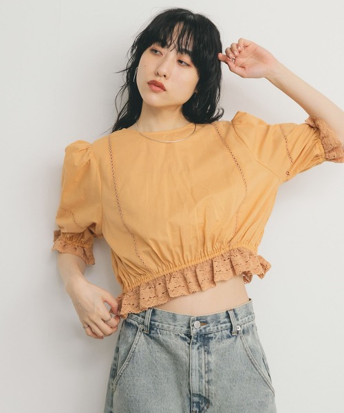 KBF（ケイビーエフ）の「2WAYコンパクトレースブラウス（シャツ/ブラウス・レディース・ブラック/オレンジ系その他/オフホワイト・ONE）」の20枚目の写真