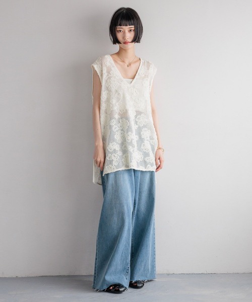 LOWRYS FARM（ローリーズファーム）の「３Ｄレースベスト　 492172（ベスト・レディース・ブラウン/ブラック/アイボリー・FREE）」の7枚目の写真