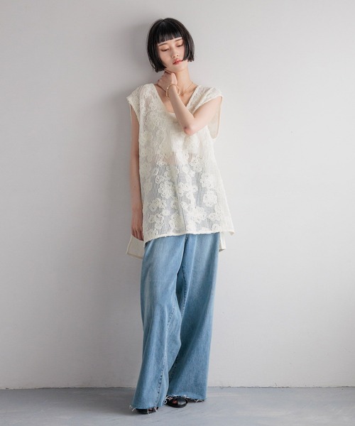 LOWRYS FARM（ローリーズファーム）の「３Ｄレースベスト　 492172（ベスト・レディース・ブラウン/ブラック/アイボリー・FREE）」の6枚目の写真