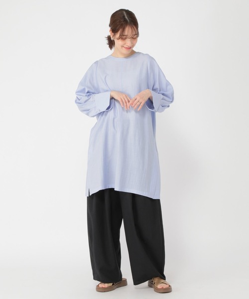 studio CLIP（スタディオクリップ）の「サイドスリットシアーチュニック（チュニック・レディース・チャコール/サックスブルー・FREE）」の15枚目の写真