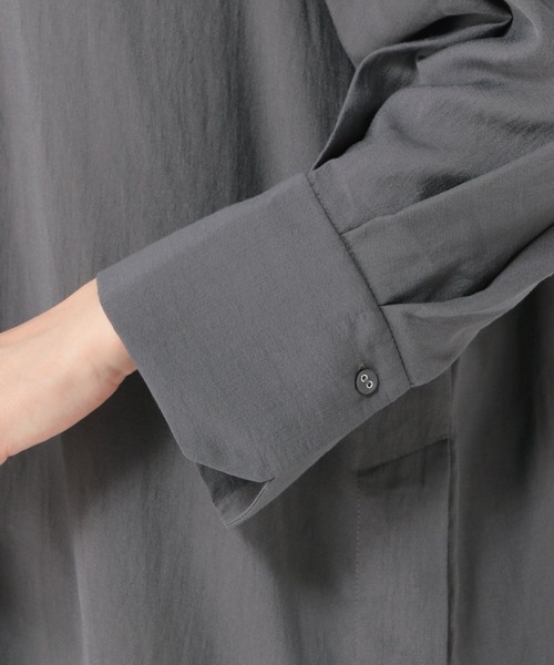 studio CLIP（スタディオクリップ）の「サイドスリットシアーチュニック（チュニック・レディース・チャコール/サックスブルー・FREE）」の9枚目の写真