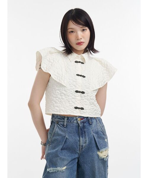 jouetie（ジュエティ）の「フレアスリーブチャイナブラウス（シャツ/ブラウス・レディース・アイボリー/ブラック・MEDIUM）」の22枚目の写真