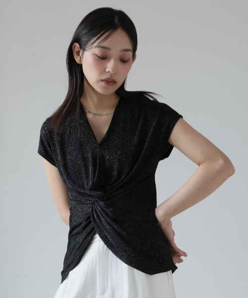 tシャツ フレンチスリーブノットデザインカットソー レディース フレンチスリーブtシャツ レディース トップス フレンチスリーブ