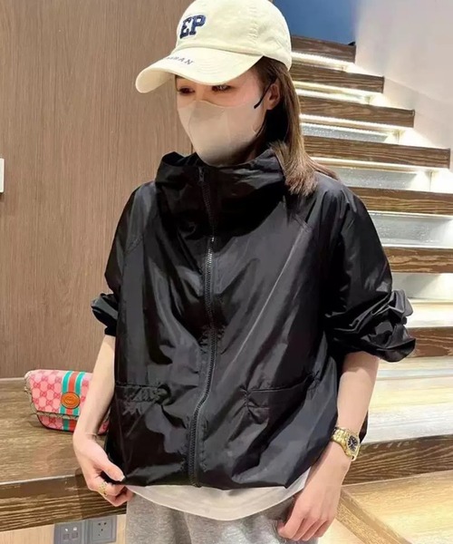 WESTSEA(ウエストシー)の「オーバーサイズ 丸みシルエット長袖 フルジップパーカー 薄手 無地(パーカー・レディース・ブラック/アイボリー/ライトグレー/ピンク・M/L)」の2枚目の写真